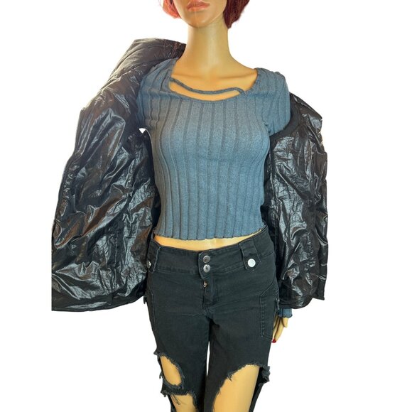 Workshop Cowl Neck Puffer Vest in Black Size Small - Picture 6 of 7